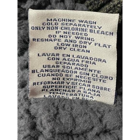 Boston Traders Sweater Sherpa Lined Cable Knit Full Zip Men's Large Olive Green - Picture 10 of 10